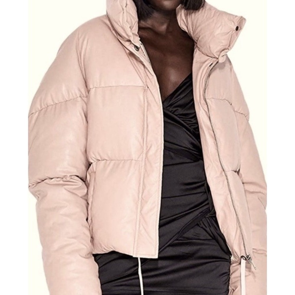 $297 Apparis Women's Pink Camila Faux Leather Quilted Puffer Coat Jacket Size S
